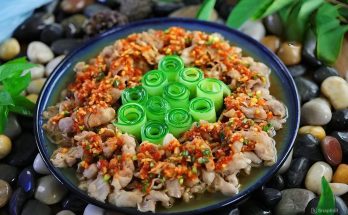 ăn ngon, món bò cuộn sốt tỏi