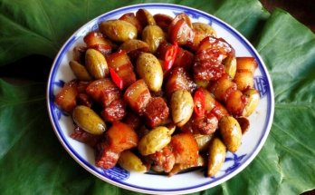 thịt ba chỉ kho trám